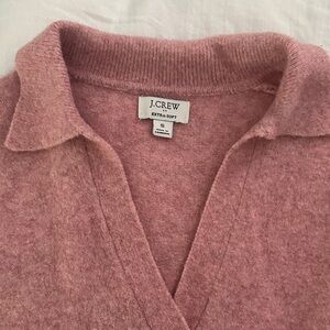 J. Crew Collared V-Neck Sweater in Soft Pink